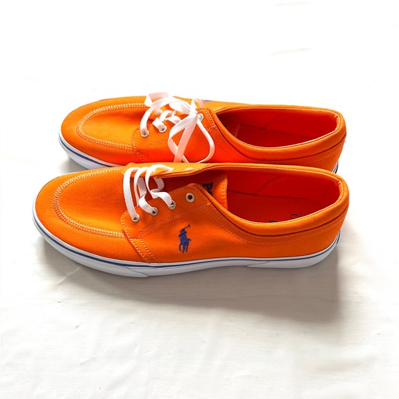 Polo Ralph Lauren orange 
Men's Faxon X Lace-Up Sneakers US 13 canvas nWOT - Picture 1 of 11
